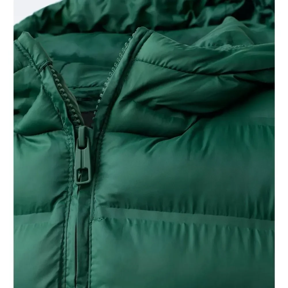 Zara Green Puffer Vest with Hood NWT Size 13-14 years old